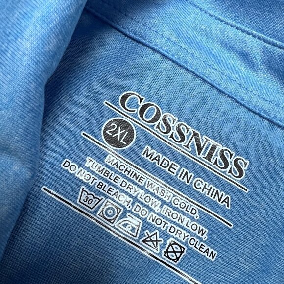 Cossniss Polo Men’s Blue Short Sleeve Size 2XL NWT - Picture 10 of 11